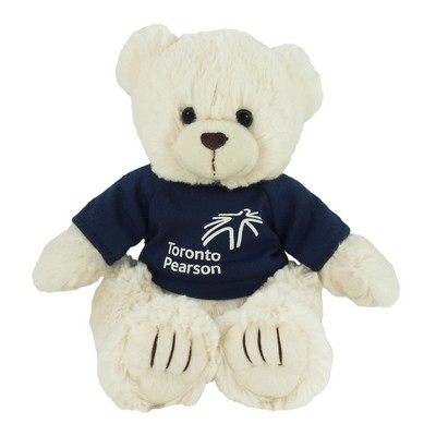 9" Cream White Peter Bear w/T-Shirt & One Color Imprint