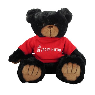 9" Black White Peter Bear w/T-Shirt & One Color Imprint