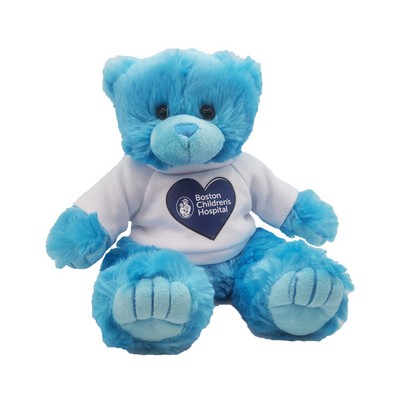9" Blue Peter Bear Stuffed Animal w/T-Shirt & One Color Imprint